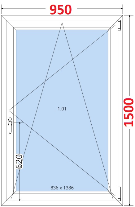 Okna OS - ka 95cm SMART Plastov okno 95x150, Otevrav a sklopn