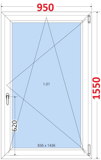 Okna OS - ka 95cm SMART Plastov okno 95x155, Otevrav a sklopn