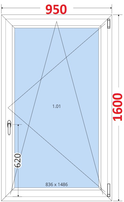 Okna OS - ka 95cm SMART Plastov okno 95x160, Otevrav a sklopn