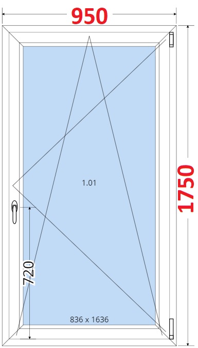 Okna OS - ka 95cm SMART Plastov okno 95x175, Otevrav a sklopn