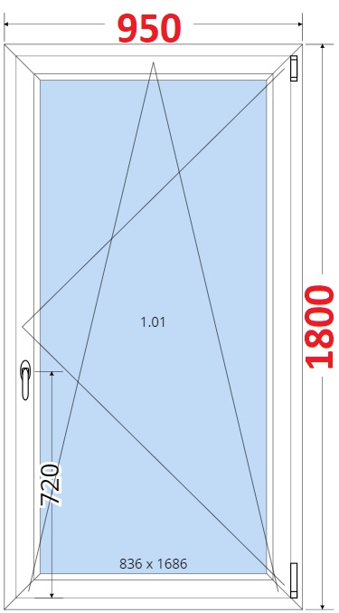 Okna OS - ka 95cm SMART Plastov okno 95x180, Otevrav a sklopn