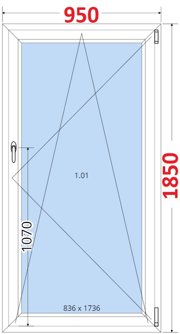 Okna OS - ka 95cm SMART Plastov okno 95x185, Otevrav a sklopn