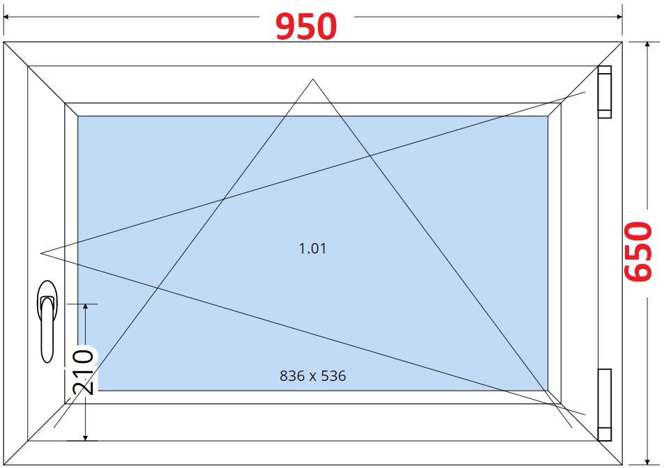 Okna OS - ka 95cm SMART Plastov okno 95x65, Otevrav a sklopn