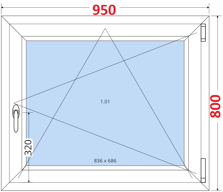 Okna OS - ka 95cm SMART Plastov okno 95x80, Otevrav a sklopn