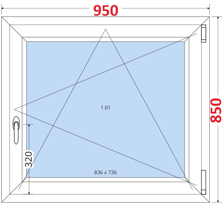 Okna OS - ka 95cm SMART Plastov okno 95x85, Otevrav a sklopn
