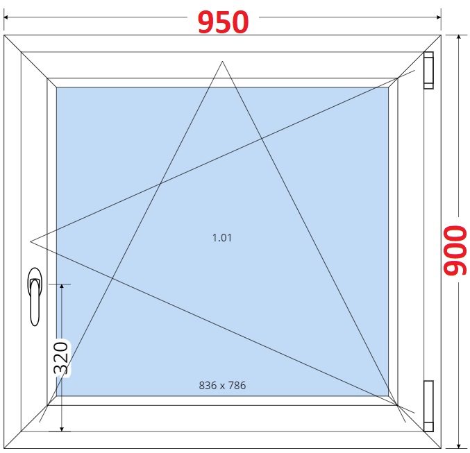 SMART Plastov okno 95x90, Otevrav a sklopn