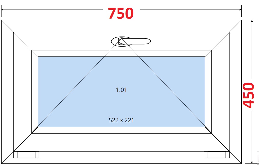 Dvoukdl balkonov dvee s pkou OS VEKA 82MD SMART Plastov okno 75x45, Sklopn