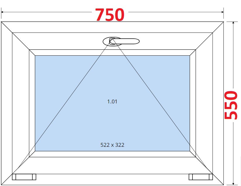 Dvoukdl balkonov dvee s pkou OS VEKA 82MD SMART Plastov okno 75x55, Sklopn