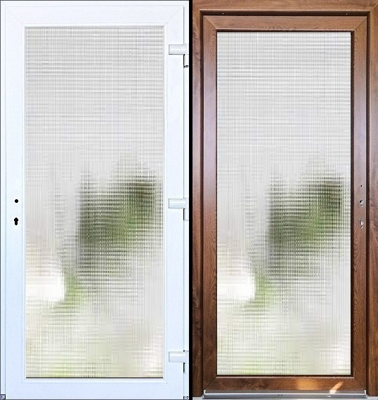 SMART-ALUPLAST Plastové vchodové dveře 3/3 sklo krizet Zlatý dub/Bílá 100x210, pravé