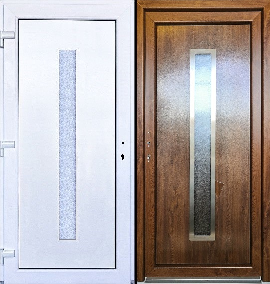 Vchodové Dveře SMART-ALUPLAST Hanna s orámováním - skladem SMART-ALUPLAST Plastové vchodové dveře Hanna s Orámováním Zlatý dub/Bílá 100x210, levé