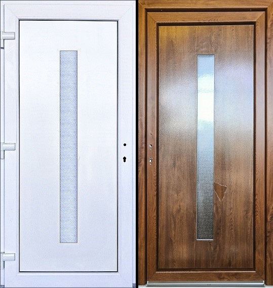 Vchodové Dveře SMART-ALUPLAST Hanna - skladem SMART-ALUPLAST Plastové vchodové dveře Hanna Zlatý dub/Bílá 100x210, levé
