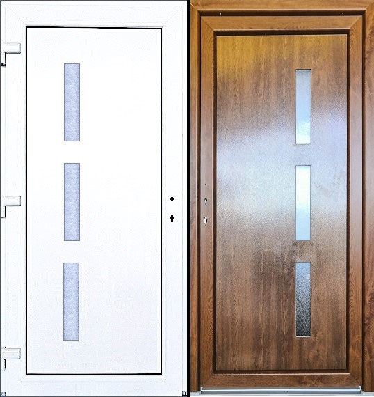 Vchodové Dveře SMART-ALUPLAST Ileana - skladem SMART-ALUPLAST Plastové vchodové dveře Ileana Zlatý dub/Bílá 98x198, pravé