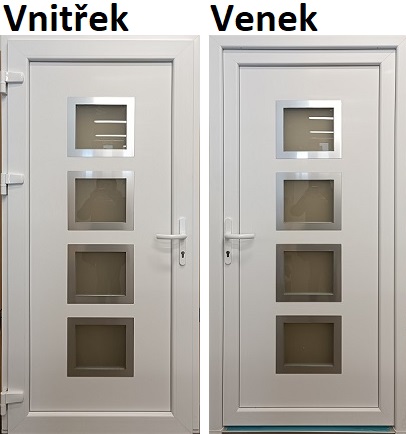 Dveře SMART - skladem SMART Plastové vchodové dveře 010 + Oboustranné INOX Orámování Bílá/Bílá 88x198cm, levé