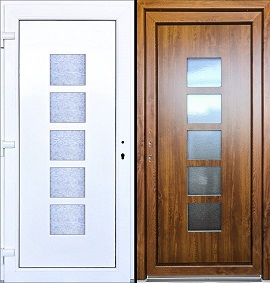 SMART-ALUPLAST Plastové vchodové dveře Lucil Zlatý dub/Bílá 98x198, levé